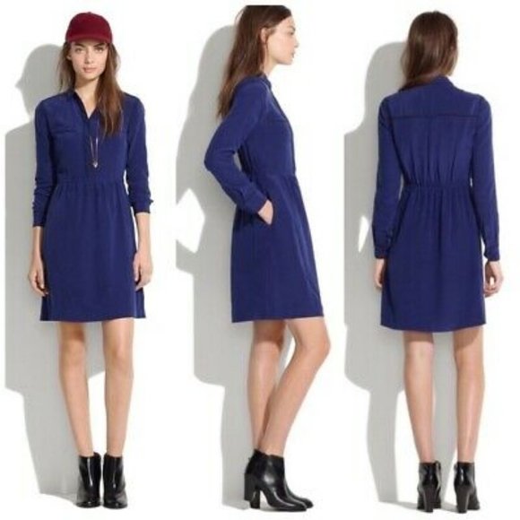 Madewell Dresses & Skirts - Madewell Blue Silk Cinema Dress